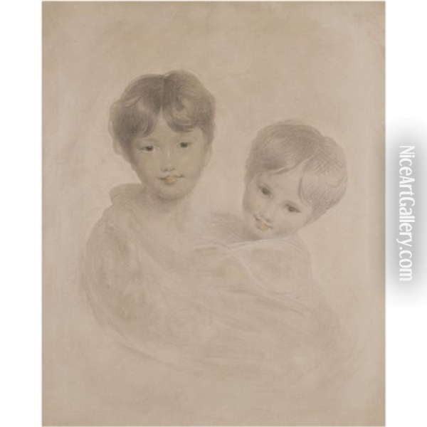 Portrait Sketch Of Two Boys, Possibly George, 3rd Marquess Townshend And His Younger Brother Charles Oil Painting - Thomas Lawrence