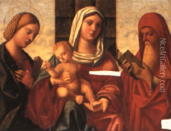 The Madonna And Child With St. Jerome And A Female Saint Oil Painting - Giovanni Bellini