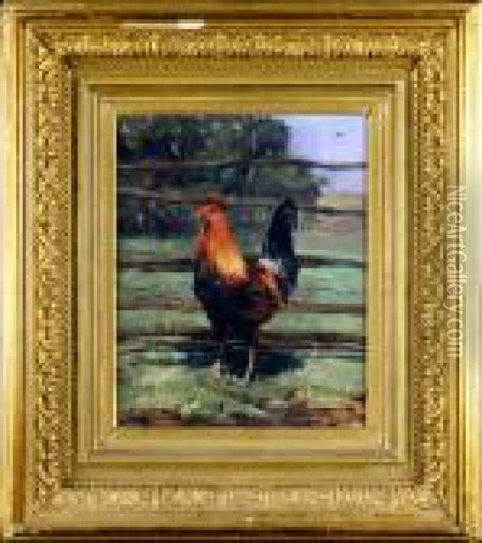 Le Coq Oil Painting - Alfred Jacques Verwee