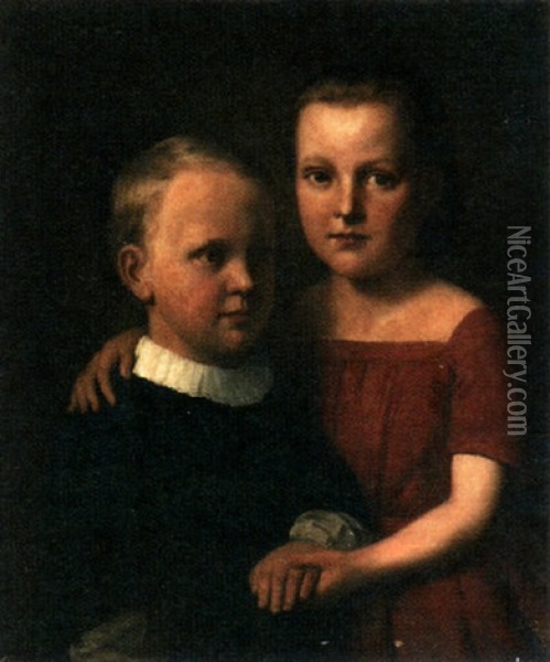 Portrait Of Beatrix And Willem Van Davelaar Oil Painting - Bastiaan De Poorter