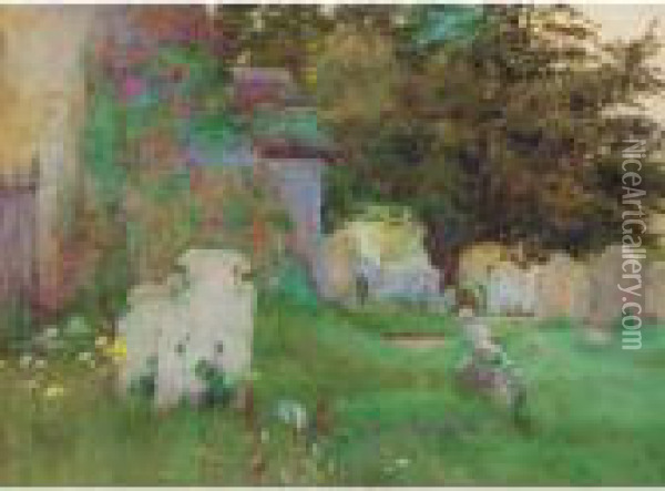 Flowers In The Graveyard Oil Painting - George Marks