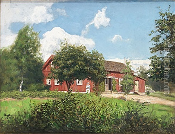 Sommaridyller (+ Oljemalningar; Pair) Oil Painting - Gunnar Hallstrom