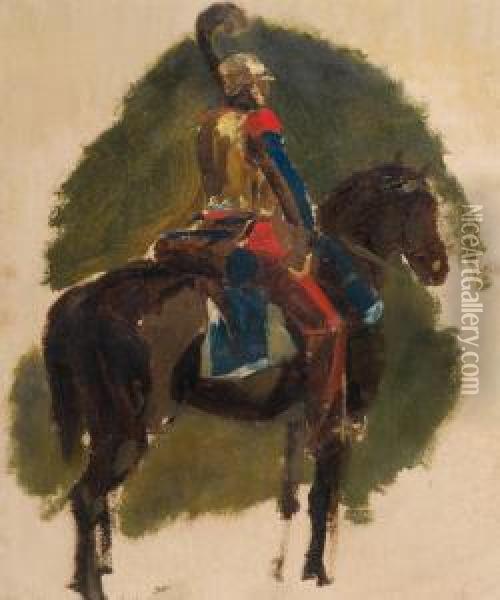 Mounted Cuirassier Oil Painting - Piotr Michalowski