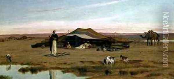 The Sheikhs Evening Prayer Oil Painting - Frederick Goodall