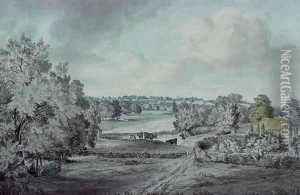 The Valley of the Stour, with Langham church in the distance Oil Painting - John Constable