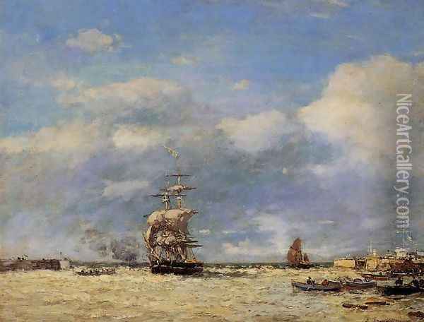Entering the Port of Havre Oil Painting - Eugene Boudin