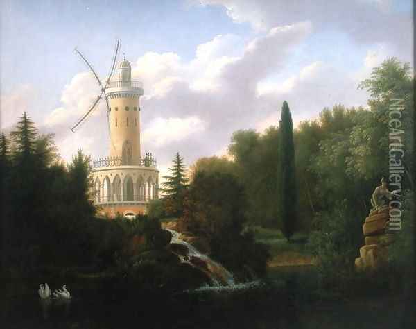 Windmill at the Folie Beaujon in Paris Oil Painting - Antoine Patrice Guyot