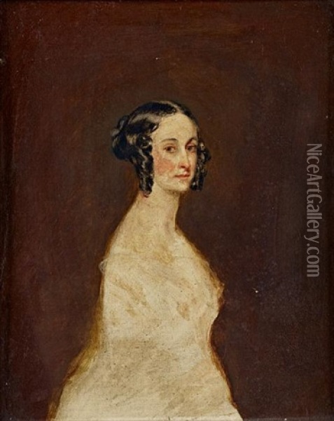 Portrait - Lady In White (study) Oil Painting - Robert Scott Lauder