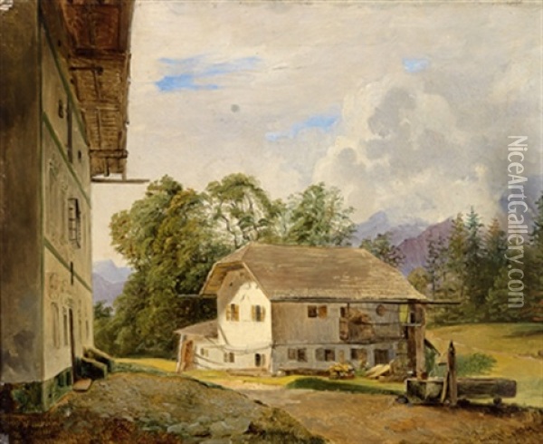 Ein Bauernhaus Im Salzburgischen Oil Painting - Johann Matthias Ranftl