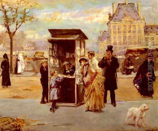 The Kiosk by the Seine Oil Painting - Eduardo Leon Garrido