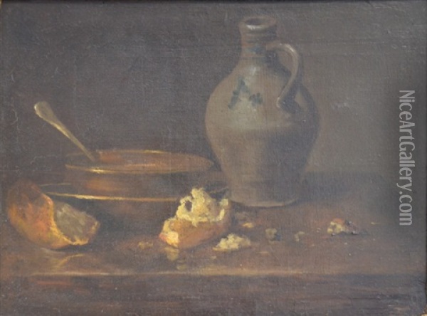 Nature Morte Au Pain Et A La Cruche Oil Painting - Jean-Baptiste-Simeon Chardin