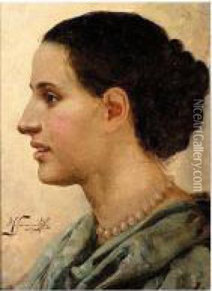Portrait Of A Young Woman Oil Painting - Henrik Ippolipovich Semiradskii