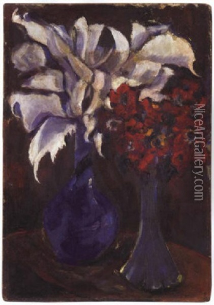 Blumenstilleben Mit Zwei Vasen Oil Painting - Heinrich Nauen