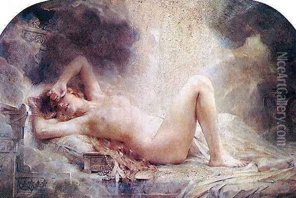 Danäe and the Shower of Gold Oil Painting - Leon Francois Comerre