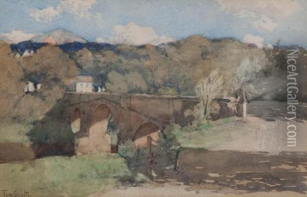 Bridge In Sunshine Oil Painting - Tom Scott