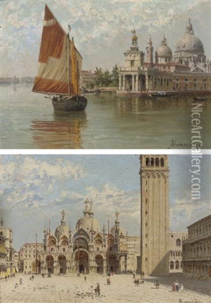The Doge's Palace, Venice (+ St.marks, Venice; Pair) Oil Painting - Antonietta Brandeis