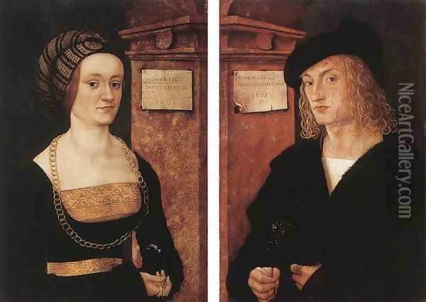 Barbara and Hans Schellenberger 1505-07 Oil Painting - Hans Burgkmair the elder