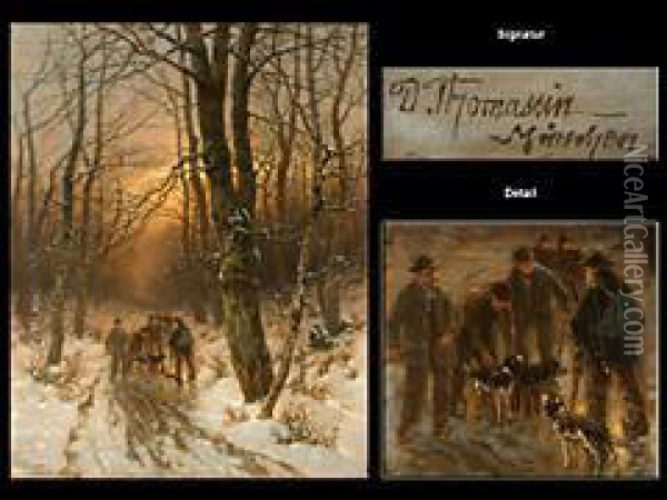 Jagdgesellschaft Im Winterwald Oil Painting - Desire Tomassin