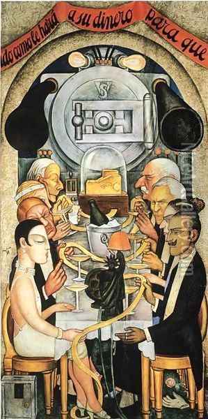 Wall Street Banquet 1928 Oil Painting - Diego Rivera