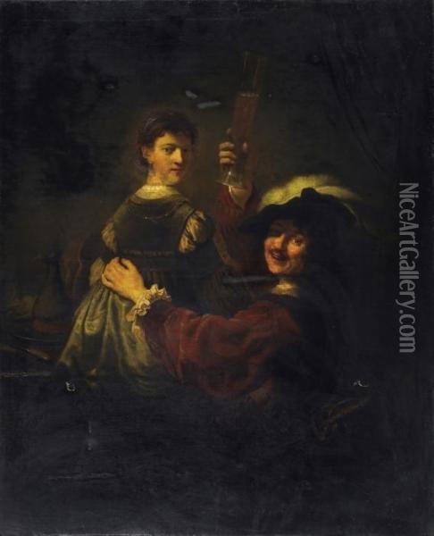 Selfportrait With Saskia Oil Painting - Rembrandt Van Rijn