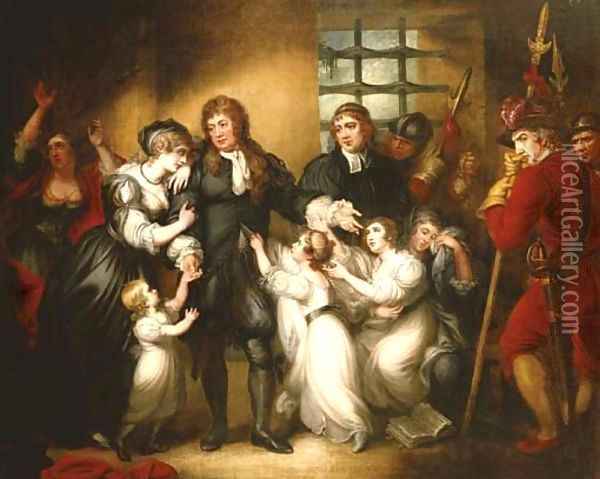 Lord William Russell with his family before his execution Oil Painting - Mather Brown