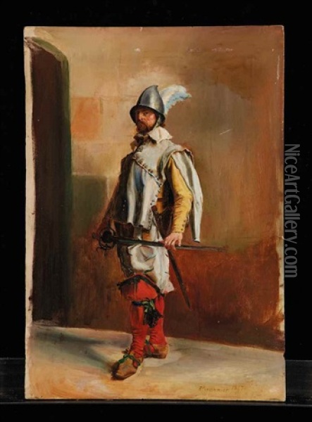 Portrait En Pied D'un Soldat De La Garde Suisse Oil Painting - Ernest Meissonier