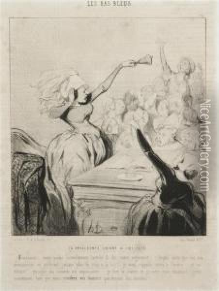 La Presidente Criant A Tue-tete Oil Painting - Honore Daumier
