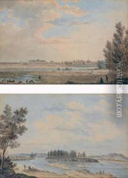 Deux Vues Des Bords Presumes De La Loire Oil Painting - Alexis Nicolas Perignon