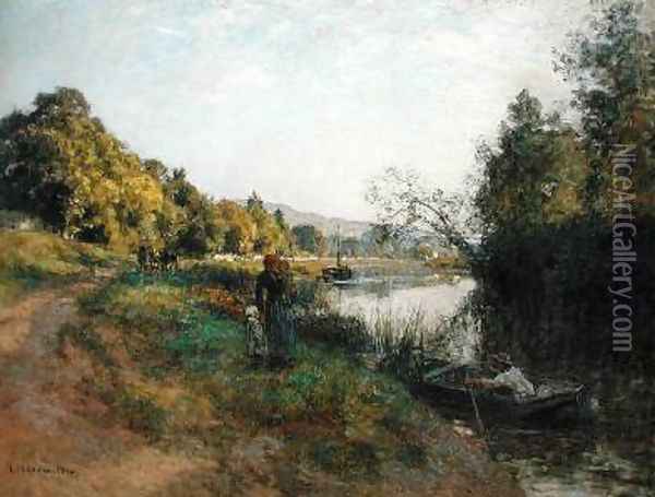 The Banks of the Marne Return of the Fisherman Oil Painting - Leon Augustin Lhermitte