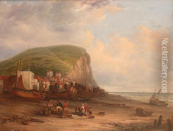 The Beach At Hastings Oil Painting - Snr William Shayer