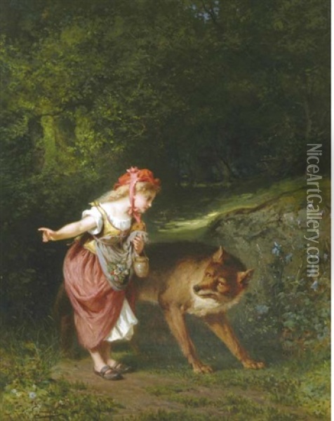 Little Red Riding Hood Oil Painting - Eugene Joseph Lejeune