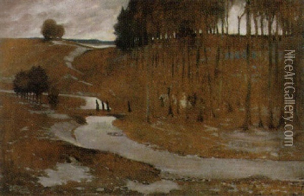 Winterlandschaft Mit Figuren Und Reitern Oil Painting - Rudolf Loew