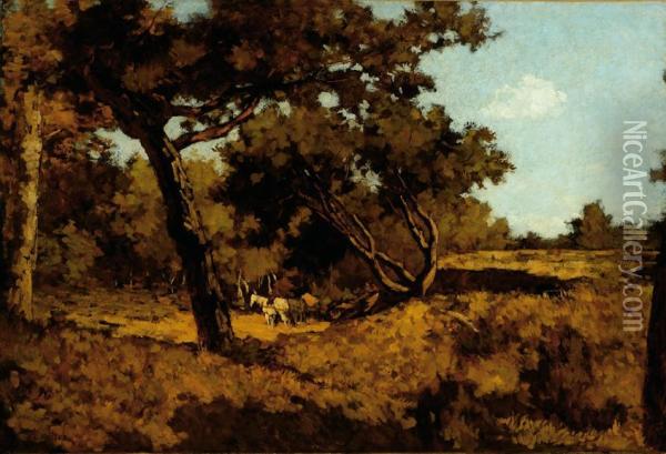 Horses In A Landscape On The Veluwe Oil Painting - Anton Lodewijk Koster