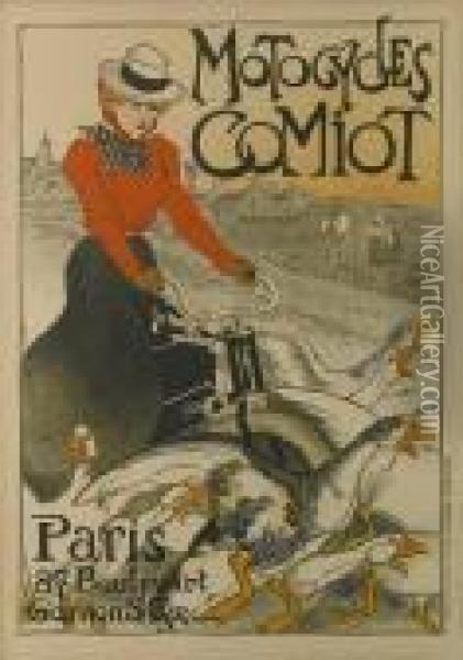 Motocycles Comiot, From Le Maitres Del'affiche Oil Painting - Theophile Alexandre Steinlen