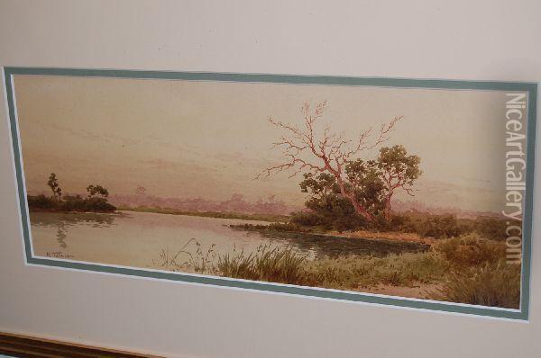 Australian River Landscape Oil Painting - Henri Tebbitt