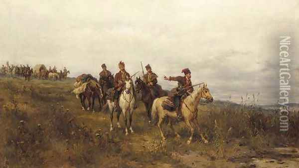 Cossacks Oil Painting - Ludwik Gedlek