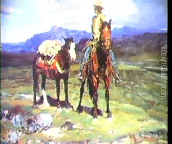 Life On The Trail Oil Painting - Frank Tenney Johnson