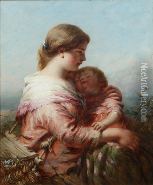 Motherhood Oil Painting - James John Hill