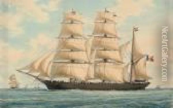 The French Barque Oil Painting - Francois Geoffroy Roux
