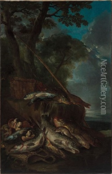 Composition Aux Poissons D'eau Douce Et Composition Aux Poissons De Mer (pair) Oil Painting - Felice Boselli
