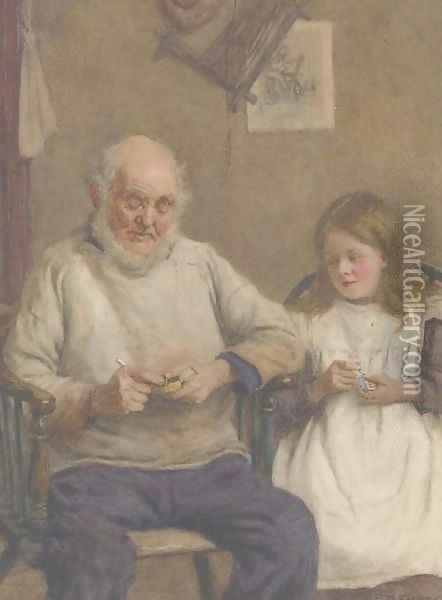 Grandfather's little helper Oil Painting - Frederick James McNamara Evans