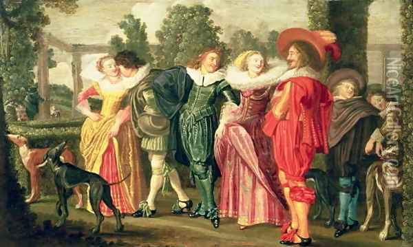 A Promenade in the Garden 1623 Oil Painting - Dirck Hals