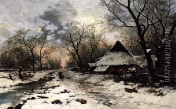 Walking Home With Firewood Oil Painting - Karl Schultze