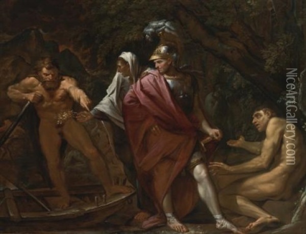 Aeneas On The Bank Of The River Styx Oil Painting - Pietro Testa