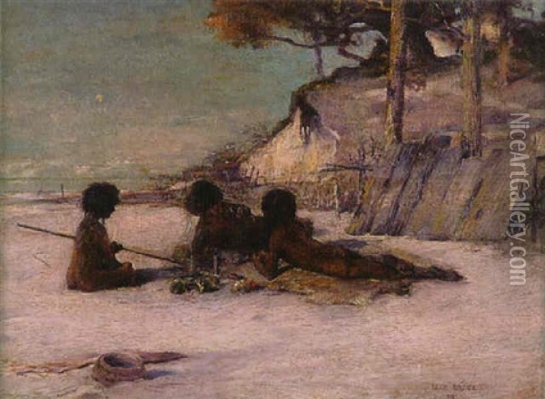 A Council Of Three Oil Painting - William Blair Bruce