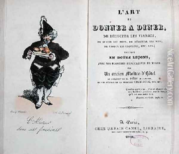 Frontispiece of the book LArt de Donner A Diner Oil Painting - Henri Bonaventure Monnier