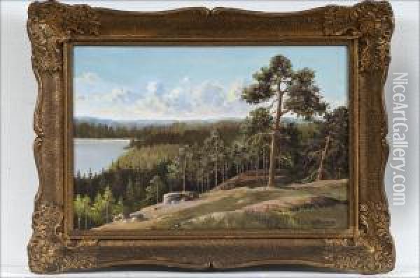 Nakyma Jarvelle - Vy Mot Sjon Oil Painting - Ida Silfverberg