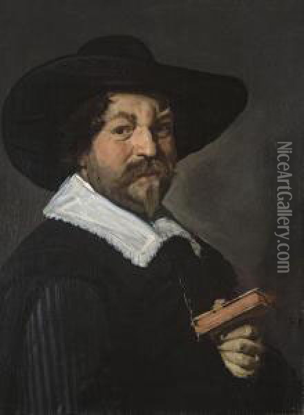 Portrait D'homme Tenant Un Livre Oil Painting - Frans Hals
