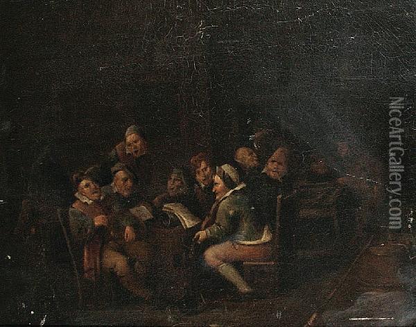 Figures In A Tavern Oil Painting - Egbert Ii Van Heemskerck