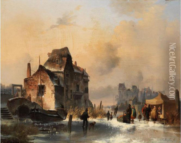 Winterliche Stadtlandschaft Mit Verfallenen Gebauden Oil Painting - Jan Michael Ruyten